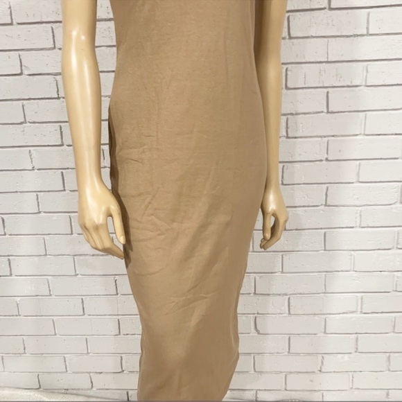 Zara Women’s Tan High Collar Rib Dress - Picture 3 of 6